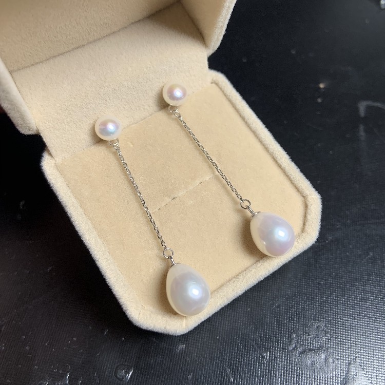 长款修饰脸型两颗珍珠耳线 诸暨山下湖天然淡水珍珠双珍珠耳环,淘宝优惠券,粉丝福利购,淘宝优惠卷