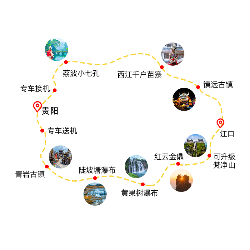 【五星希尔顿精致小团】贵州旅游贵阳黄果树梵净山苗寨5天4晚跟团-图3