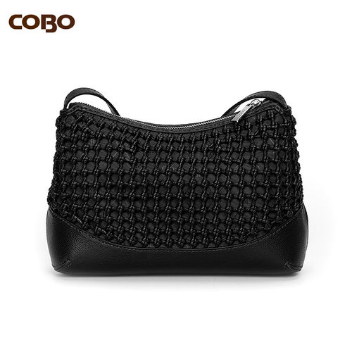 COBO/羚羊手工编织真皮女包 头层牛皮欧美时尚单肩斜挎包女 - 图2