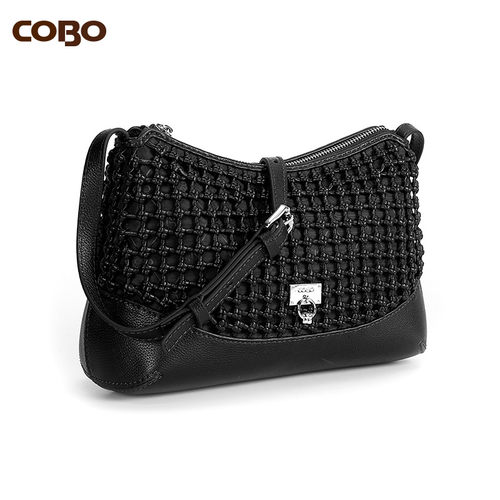 COBO/羚羊手工编织真皮女包 头层牛皮欧美时尚单肩斜挎包女 - 图1