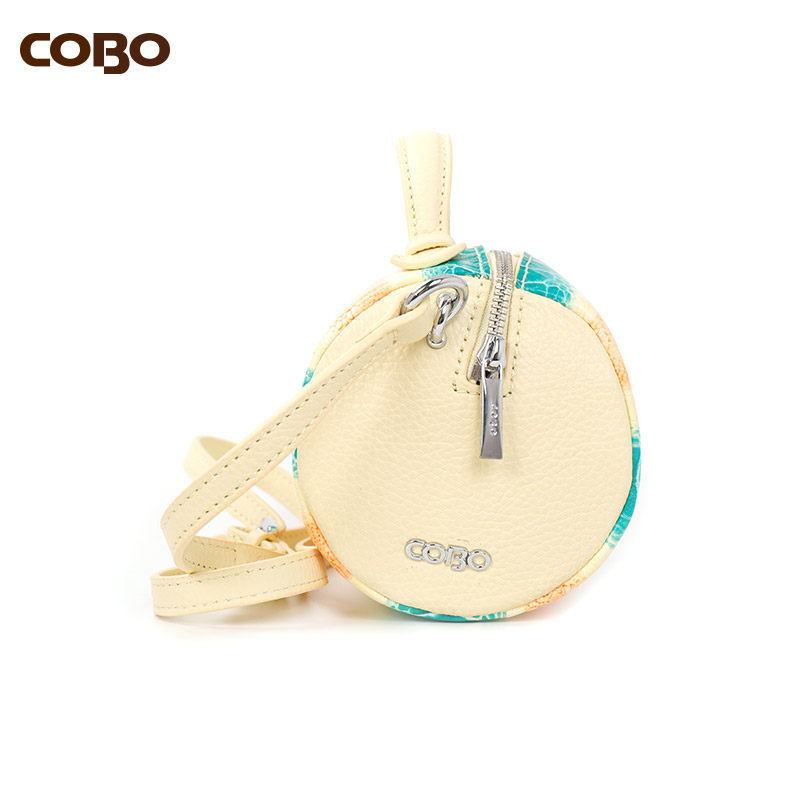 cobo /羚羊头层牛皮撞色女波士顿包 COBO女士包袋