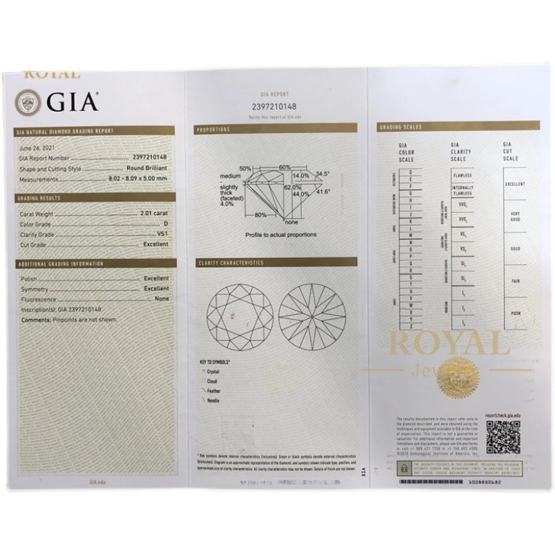 ROYAL珠宝2.01CT钻石GIA圆白裸钻可设计定制情侣表白求婚订婚戒指 - 图3
