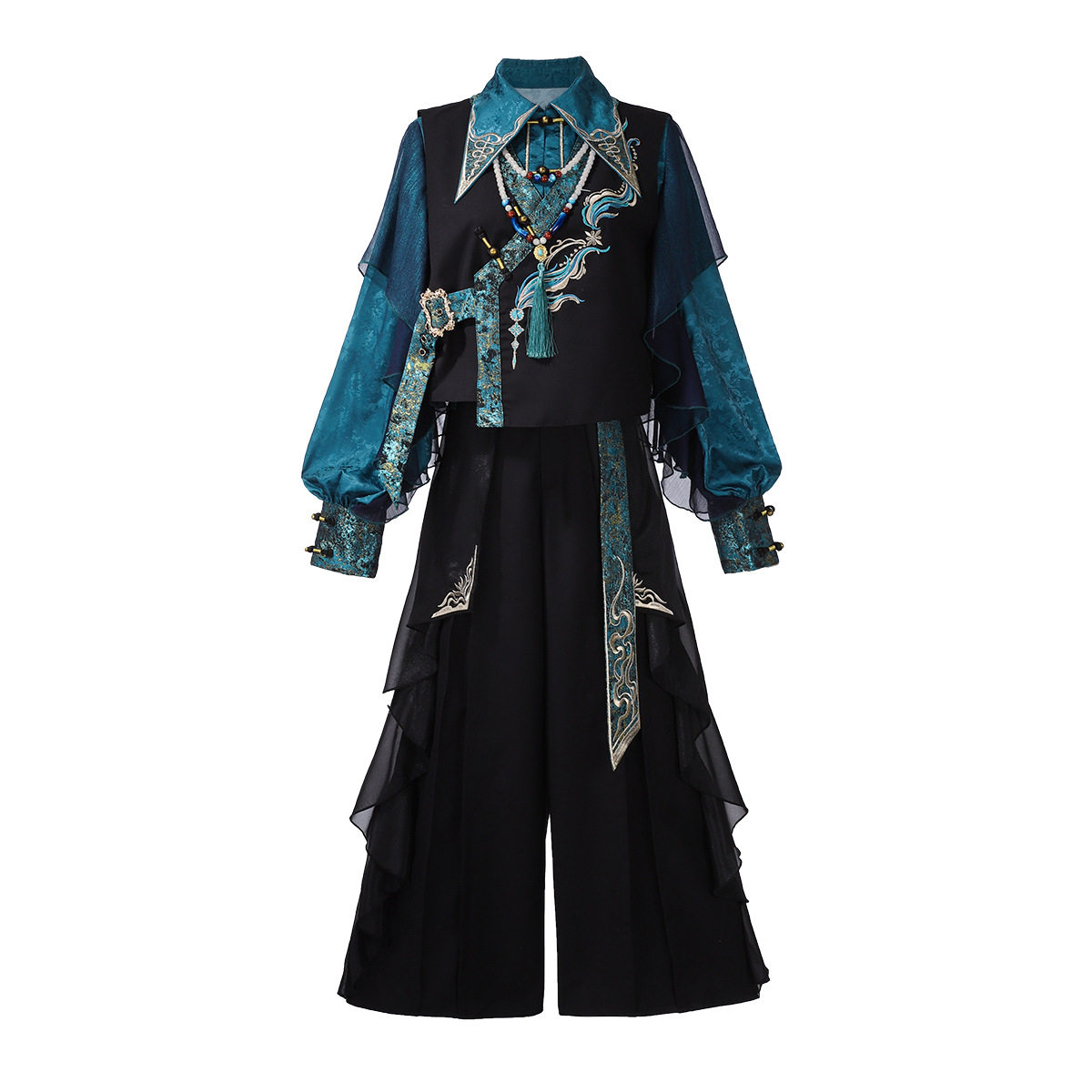 青鸾羽 原创新中式改良阔腿裤女装宽松国风长裤上衣套装秋季汉服,淘宝优惠券,粉丝福利购,淘宝优惠卷