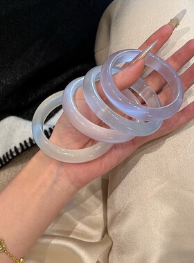 清冷感冰透白月光新中式猫眼琉璃手镯国风感粉色送闺蜜礼物