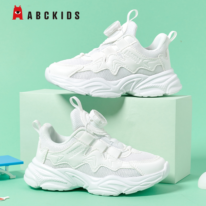 Abckids童鞋儿童小白鞋秋冬款男童白色运动鞋软底防滑女童休闲鞋 - 图0