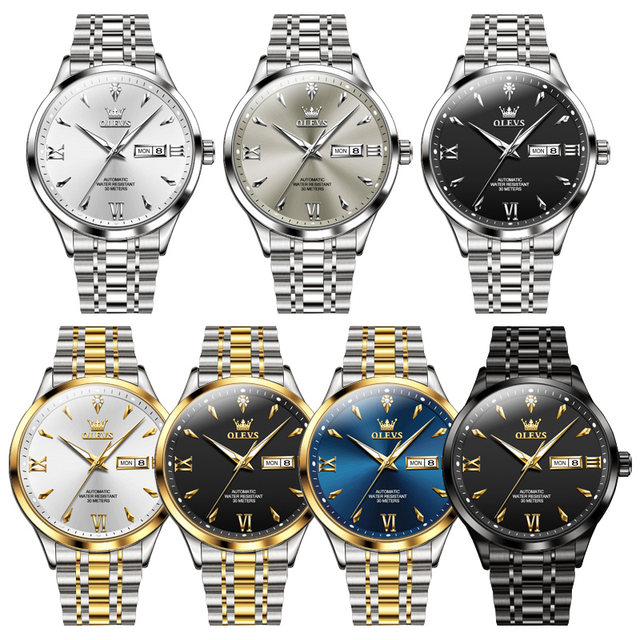 Authentic famous brand men's double calendar mechanical watch waterproof