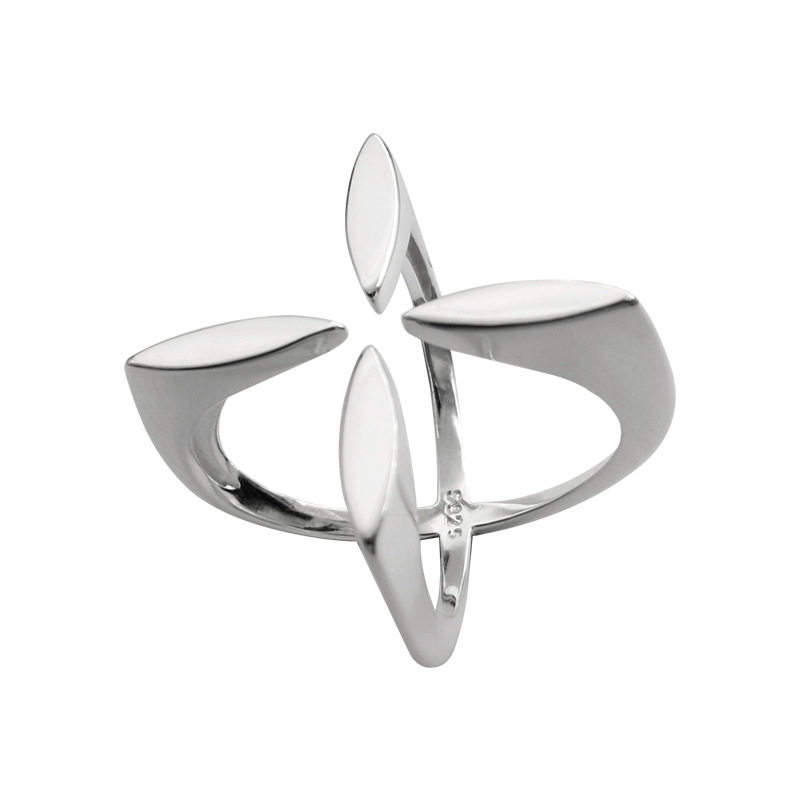Dongdaemun S925 all-over sterling silver four-leaf clover open niche design ring
