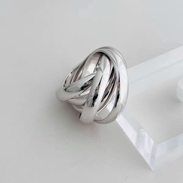 High-end designer series five-ring heavy industry ring platinum-plated old gold high-end index finger ring