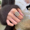Korea Dongdaemun S925 all-over sterling silver fireworks luxury luxury fashionable party ring