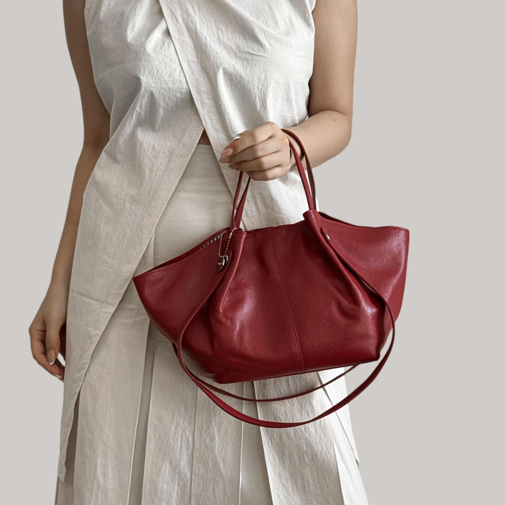 RANU空岛唱片植鞣牛皮菜篮子女包通勤大容量百搭简约托特包手提包,淘宝优惠券,粉丝福利购,淘宝优惠卷