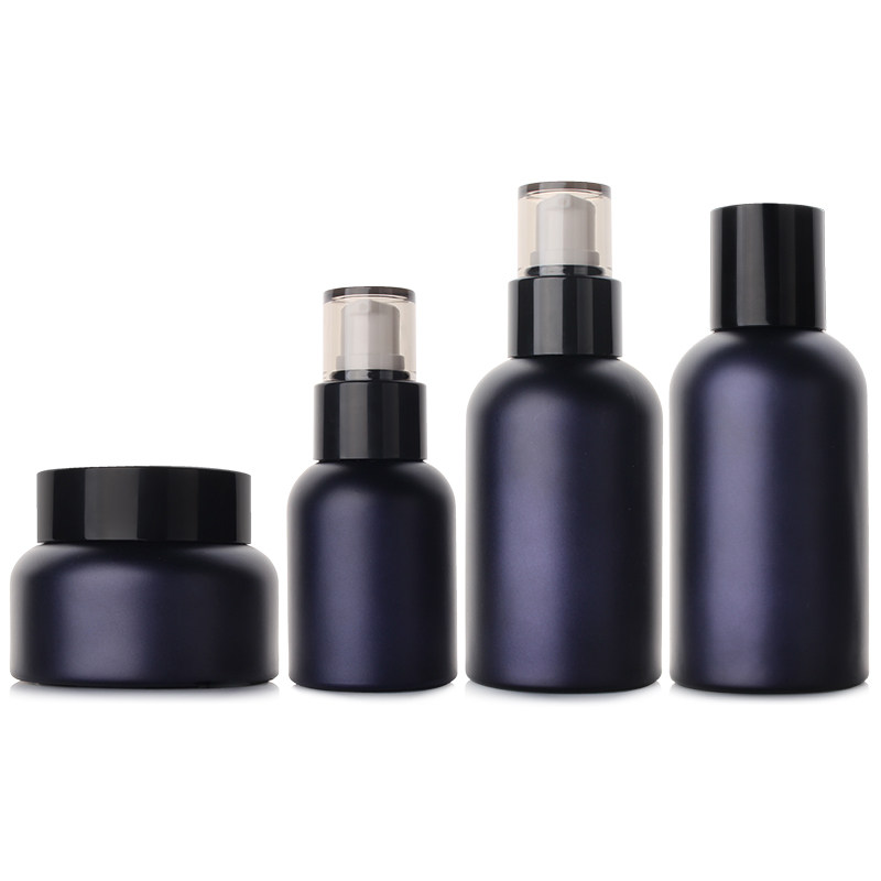 HOPECK哑深蓝INS风玻璃喷雾罐精华喷雾瓶空按压玻璃面霜乳液泵瓶,淘宝优惠券,粉丝福利购,淘宝优惠卷