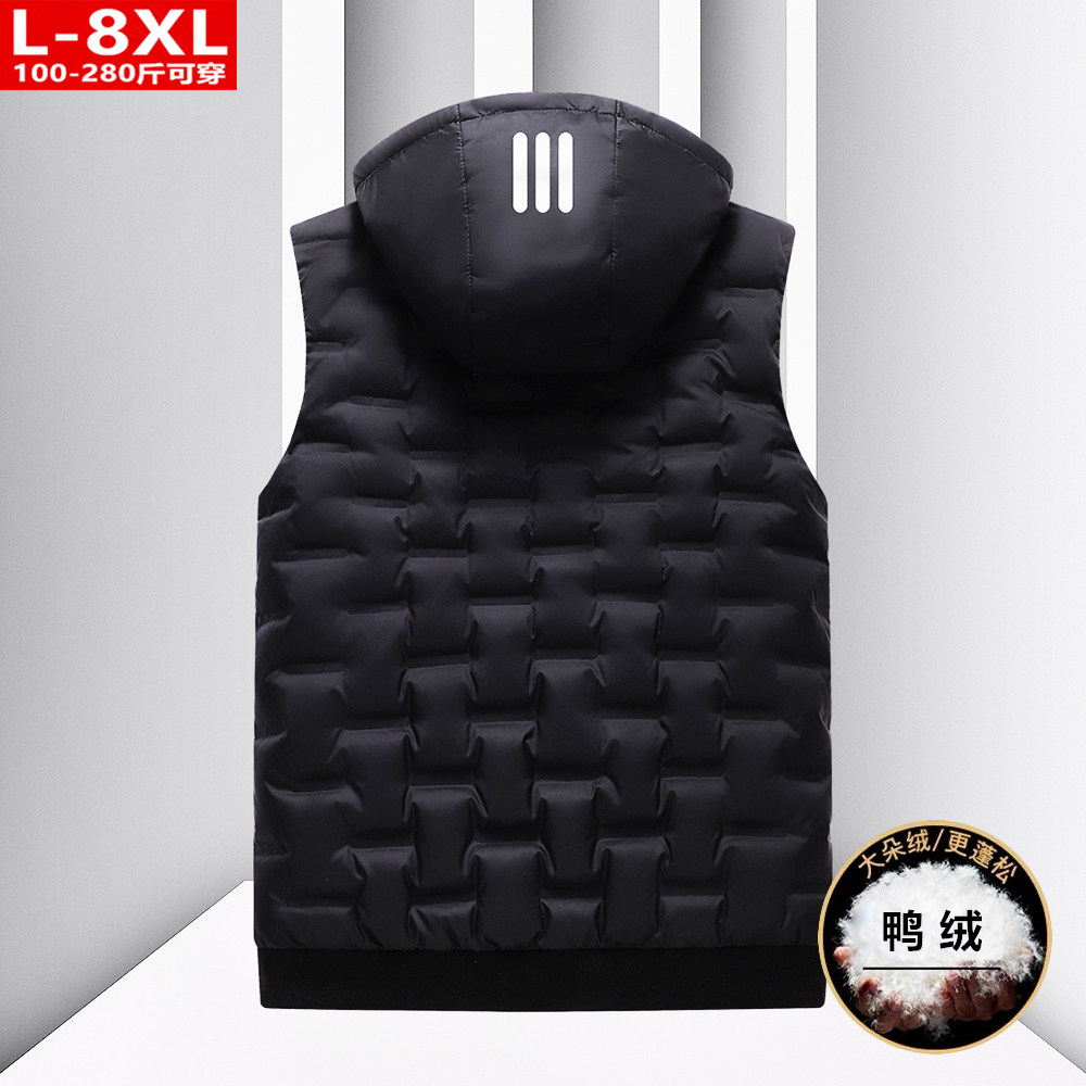 冬季潮流男装真羽绒马甲胖男士加肥大码宽松坎肩外套保暖无袖马夹,淘宝优惠券,粉丝福利购,淘宝优惠卷
