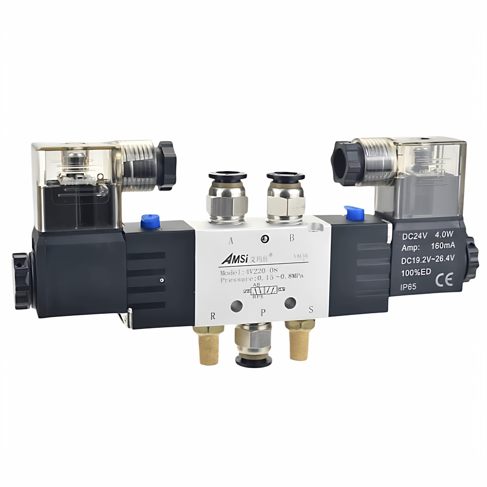 4V220-08气动电磁阀双控气缸控制换向阀二位五通气动阀AC220V24v,淘宝优惠券,粉丝福利购,淘宝优惠卷