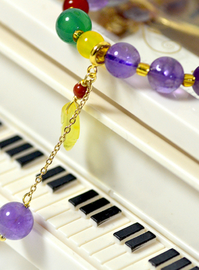 DIY女紫水晶创意手链串佛珠单圈