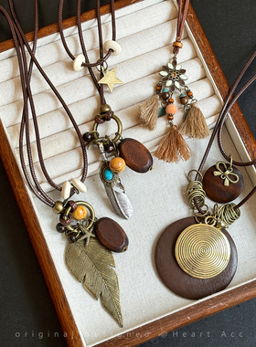 新中式复古民族风吊坠项链女时尚百搭长款挂脖配饰小众叠戴毛衣链