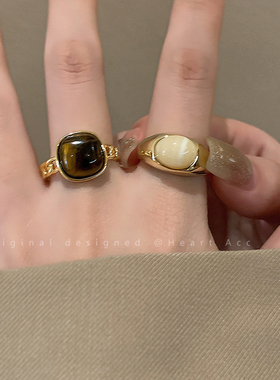 天然石复古气质精致指环