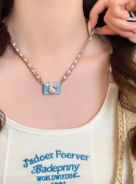 甜酷多巴胺kt猫相机吊坠项链