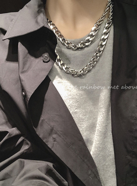 古巴钛钢项链女卫衣链男