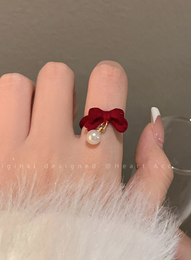 贝珠丝绒甜酷个性指环尾戒