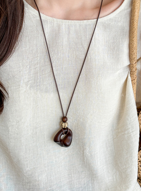 艺术画廊！复古不规则吊坠项链女美拉德长款毛衣链小众高级感配饰