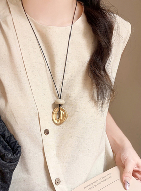 几何不规则吊坠项链女