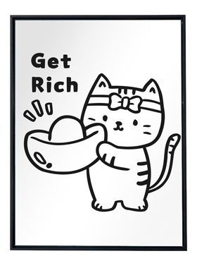创意可爱的招财猫get rich店铺玻璃门橱窗镜子装饰贴纸 非静电贴