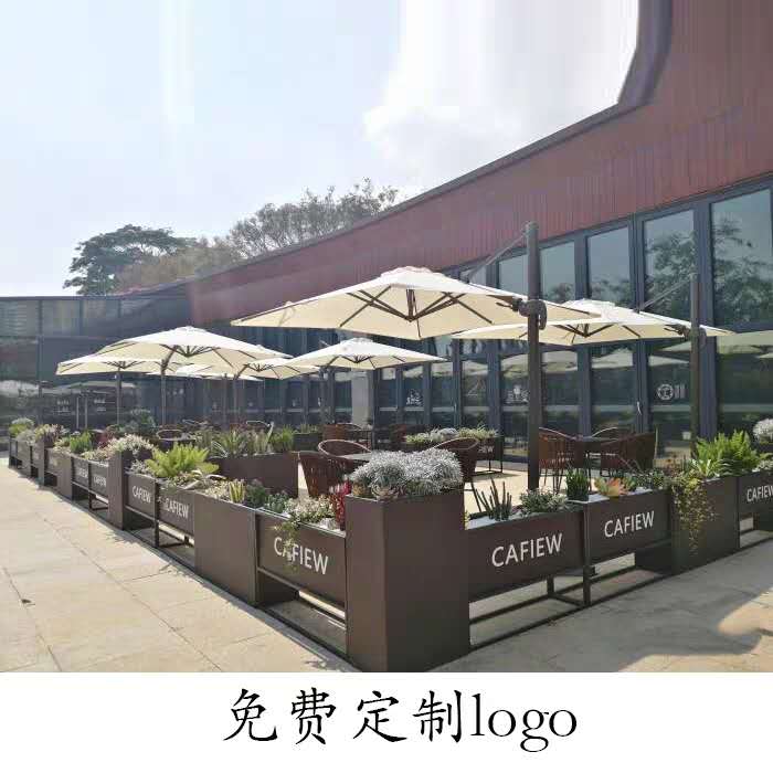 户外铁艺花架餐厅外摆花箱售楼部商业街门店广场围栏隔断花槽花盆 - 图0