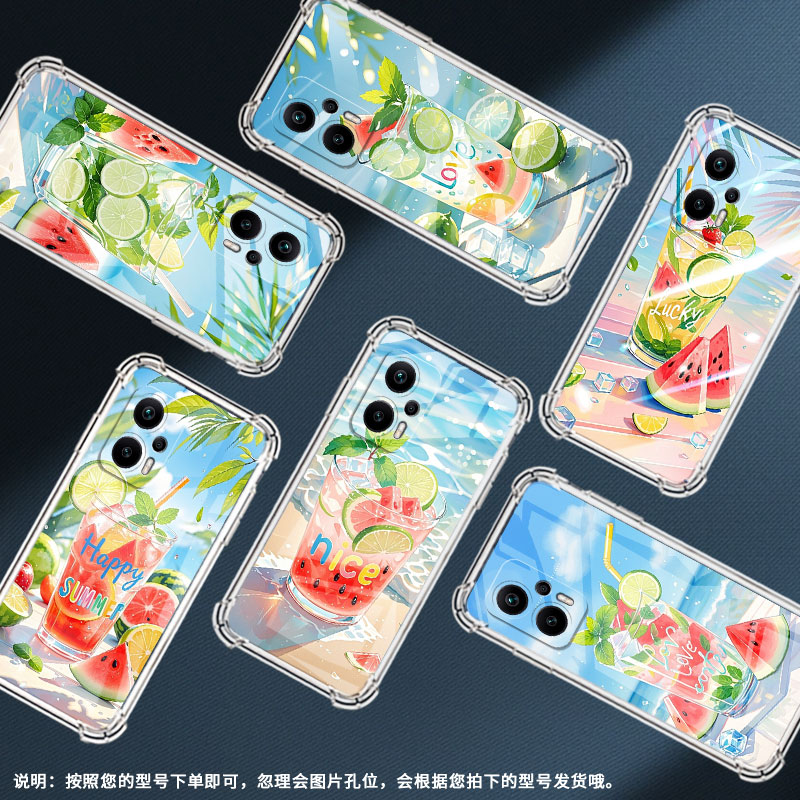 适用小米PocoX2手机壳小米PocoX5Pro夏天冰饮PocoX3NFC气囊壳小米PocoX6Neo防摔小米PocoX4Gt高级感保护套 - 图1