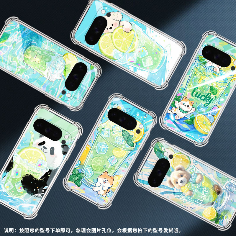 适用谷歌Pixel3AXL手机壳Pixel4A5G防摔柠檬冰沙杯气囊壳Pixel5A男女款Pixel10硅胶Pixel10Pro时尚保护套 - 图1