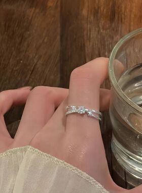 轻奢锆石水滴活口可调节戒指轻奢镶钻个性潮INS冷淡风设计感指环