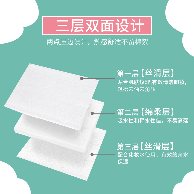 [官方]Lily Bell/麗麗貝爾雙面省水經典親膚化妝棉卸妝棉222枚*3_lilybell麗麗貝爾旗艦店_彩妝/香水/美妝工具