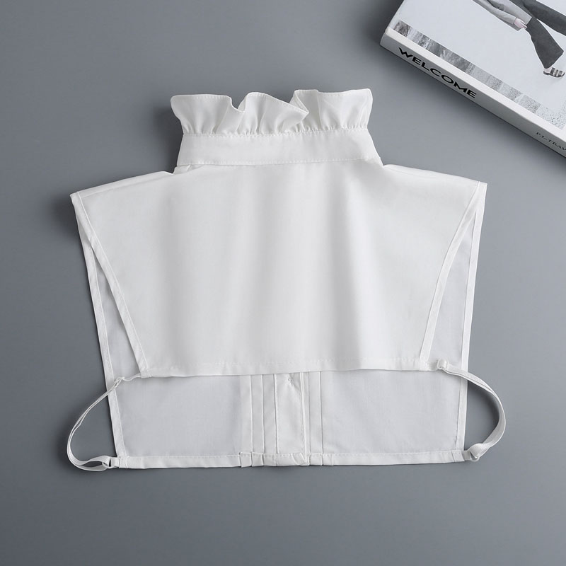 白色内搭棉质木耳边立领假领子门襟压褶衬衫假衣领百搭毛衣装饰领 - 图2