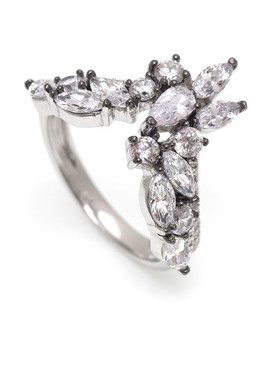 纯银高级感镶钻锆石戒指日韩