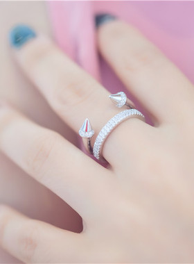 请勿靠近双层铆钉元素纯银戒指