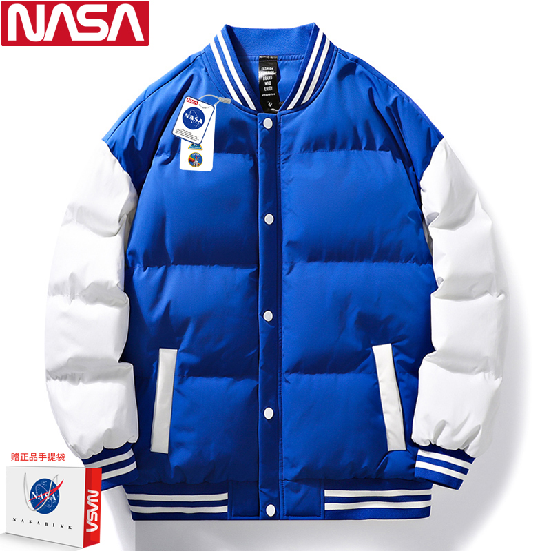 NASA立领棒球服棉衣男秋冬季宽松加厚面包服2023新款情侣棉服外套