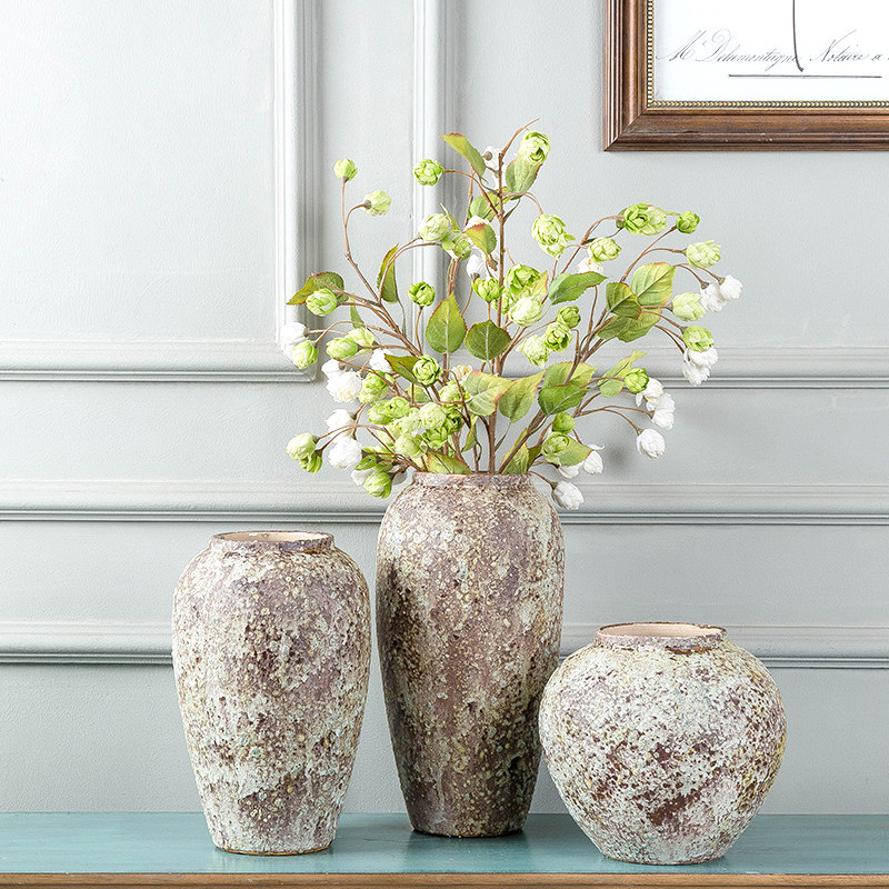 景德镇复古怀旧粗陶罐干花插花富贵竹花瓶客厅卧室电视柜桌面摆件,淘宝优惠券,粉丝福利购,淘宝优惠卷