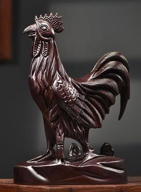 花梨木雕鸡十二生肖鸡摆件实木家居客厅电视柜装饰工艺品乔迁送礼