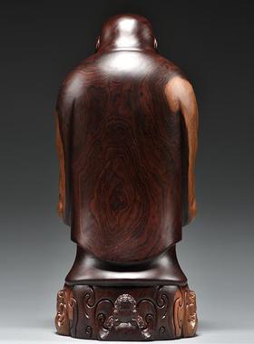 黑檀木雕弥勒佛像摆件实木雕刻八方佛笑佛家居客厅红木送礼工艺品