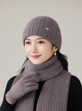中老年妈妈帽秋冬套头帽保暖毛线帽针织帽加绒户外防风防寒帽子女