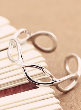 s925纯银戒指女清新镂空镀白金