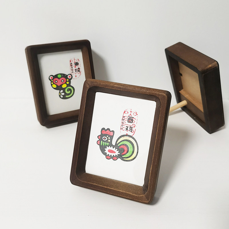 图个新仙十二生肖装饰画非遗桌面版画5寸实木画框马年家居摆台画,淘宝优惠券,粉丝福利购,淘宝优惠卷