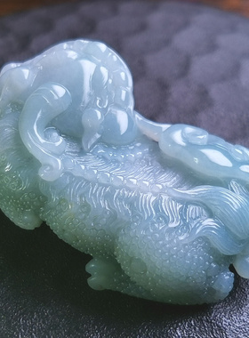 霸王貔貅翡翠吊坠项链男女士款玉石皮丘天然A货纯手工招财稀石缘