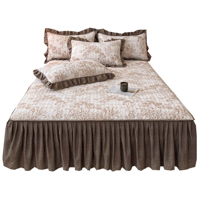 2025新款法式复古全棉夹棉床裙单件床罩纯棉席梦思床垫保护套防滑,淘宝优惠券,粉丝福利购,淘宝优惠卷