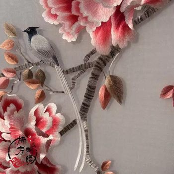 Suzhou ມືຖັກແສ່ວທີ່ບໍລິສຸດ Su embroidery boutique peony ດອກແລະນົກຫ້ອງຮັບແຂກຫ້ອງຮັບປະທານອາຫານຫ້ອງນອນຫ້ອງເສັງເຂົ້າຮູບແຕ້ມສໍາເລັດຮູບຫ້ອຍ