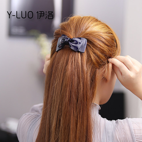 中号韩版正品蝴蝶结亚克力弹簧夹 百搭马尾横夹顶夹发卡头饰 - 图0