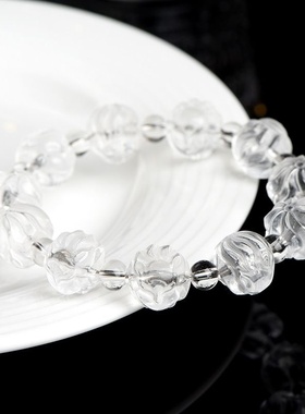 天然水晶九尾狐圆珠手链  球形狐狸造型手串