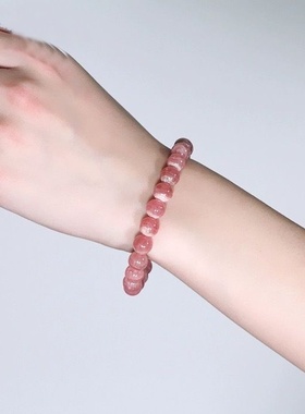 原石阿根廷冰种红纹石手链五花肉纹路水晶手链女单圈情侣饰品礼