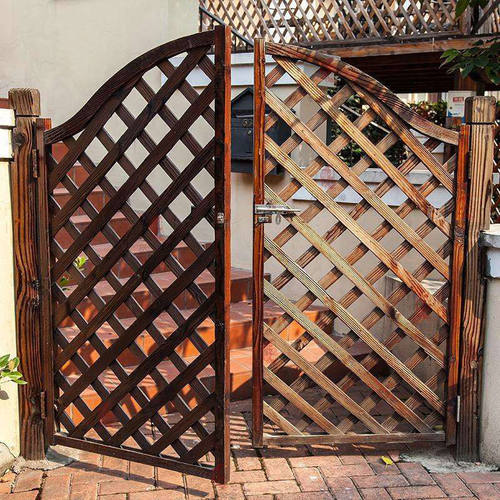 定制花园木门碳化防腐木栅栏围栏门户外庭院围墙院子篱笆护栏木门 - 图2