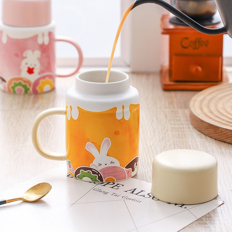 可爱复古水壶造型马克杯带盖陶瓷杯子女生水杯个性生日礼物伴手礼,淘宝优惠券,粉丝福利购,淘宝优惠卷