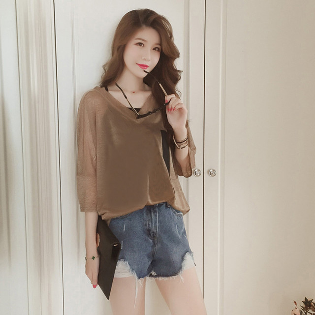 Short-sleeved sexy V-neck thin polyester women's new product launched